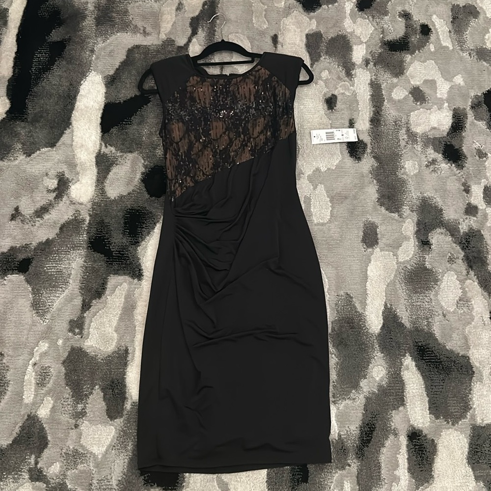 Anne Klein black lace sequin dress